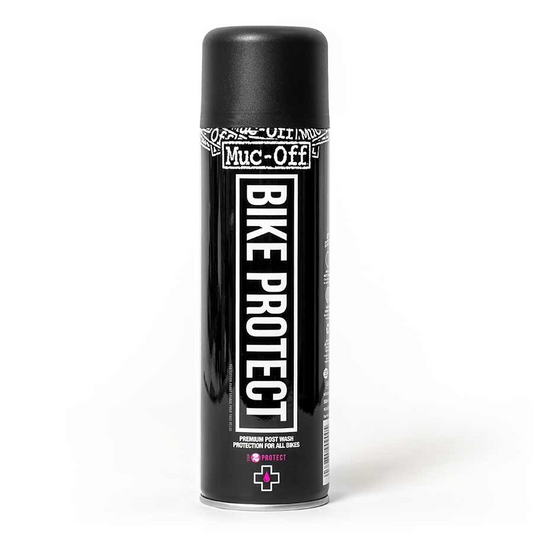 A can of Muc-Off - Bike Protect spray with corrosion inhibitor and water dispersing action on a white background.