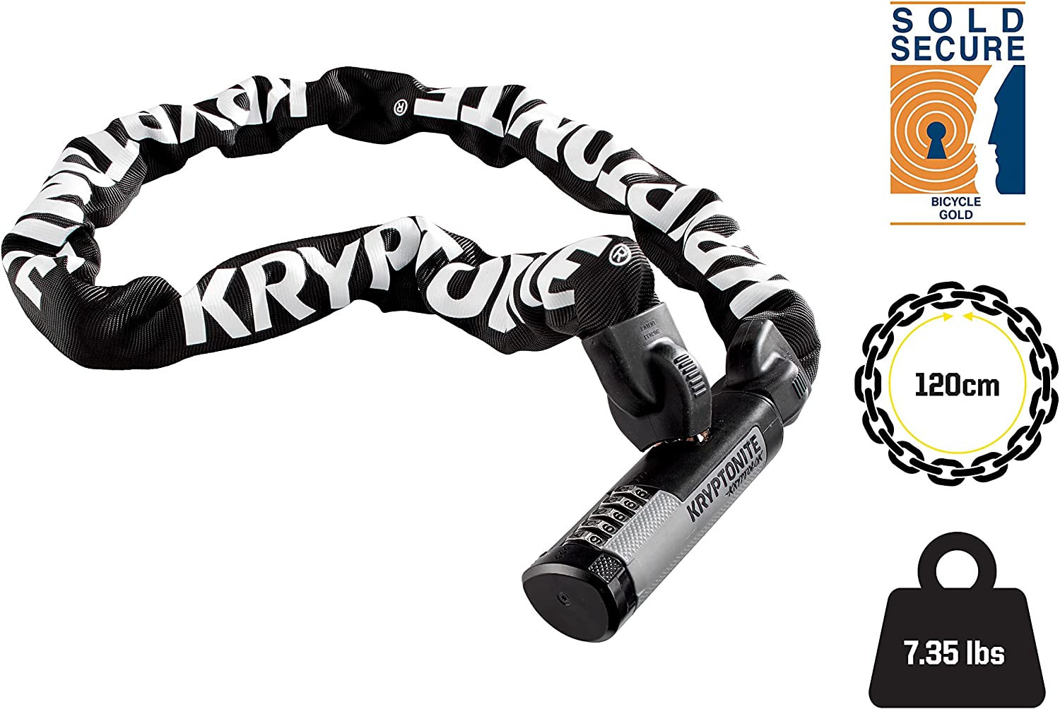 A black and white Kryptonite Kryptolok 912 bike lock providing BICYCLE SECURITY.