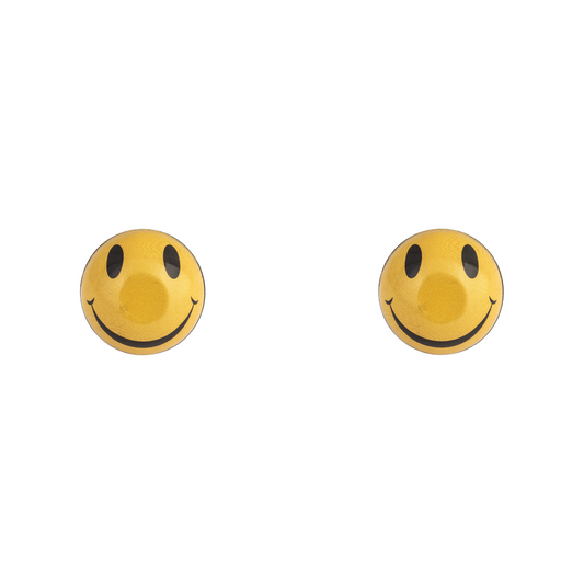 A pair of Trik Topz - Smiley stud earrings.