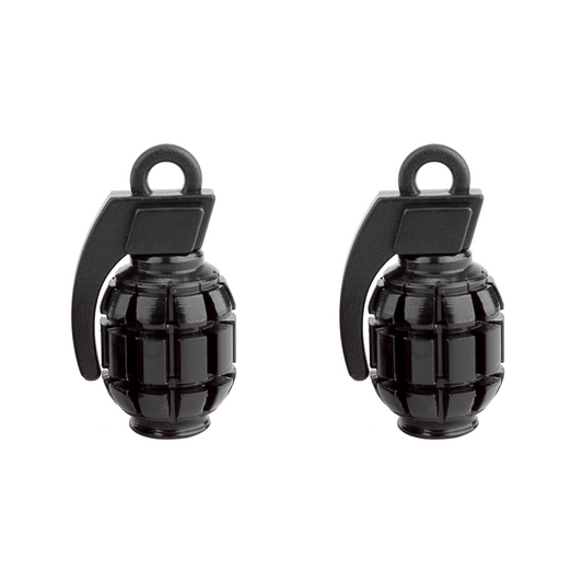 Two Trik Topz - Black Grenades on a white background.