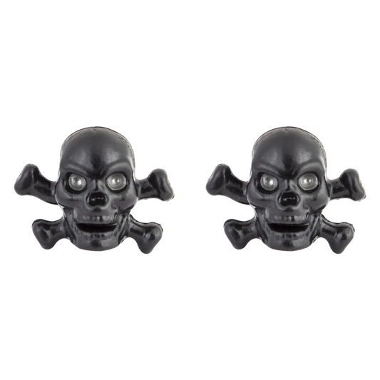 A pair of Trik Topz - Black Skull and Bones stud earrings.