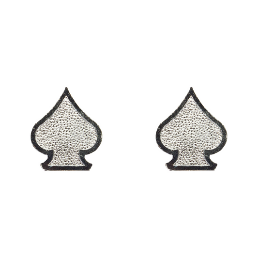 A pair of Trik Topz - Silver Spades stud earrings.