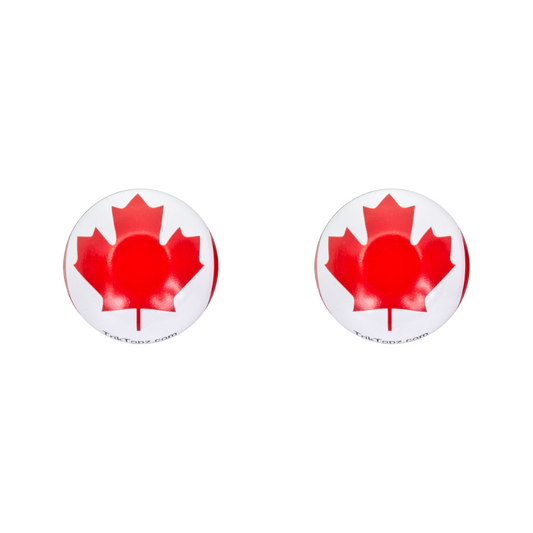 Trik Topz - Canada flag stud earrings.