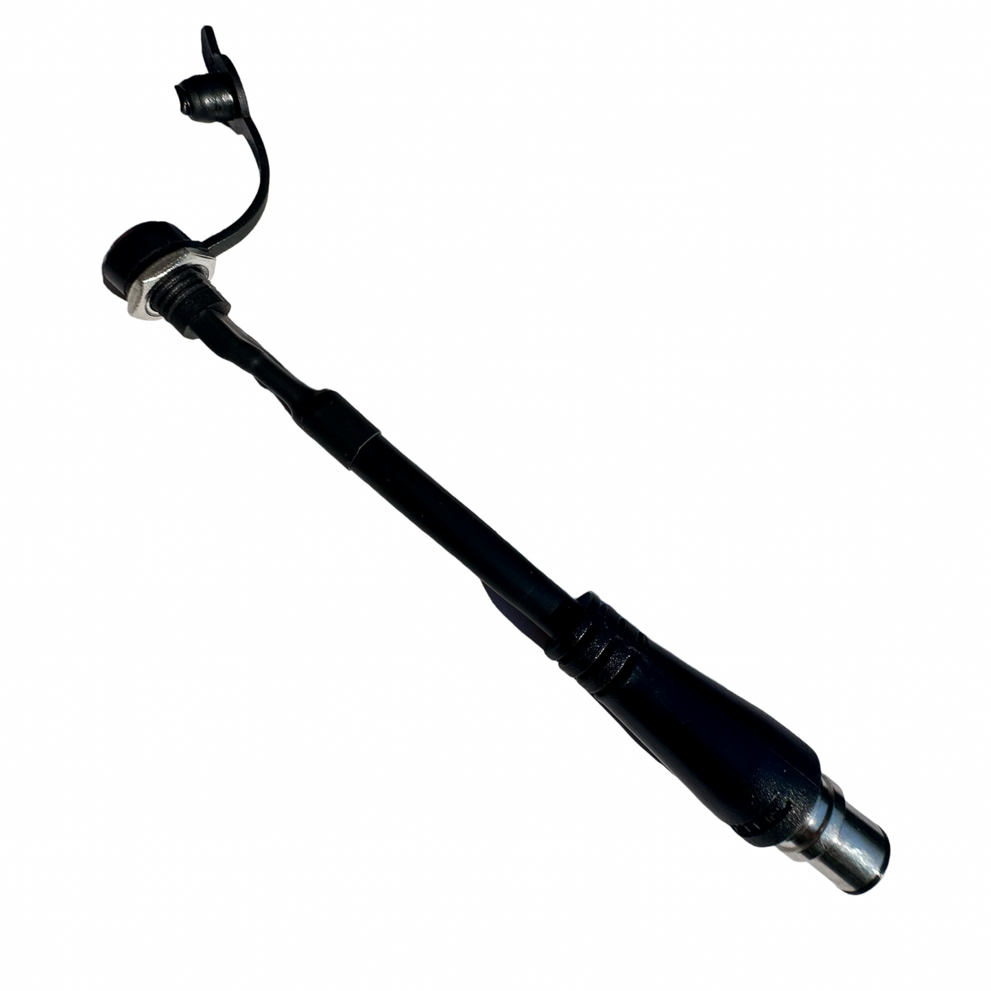 The ElectricAllWheel 60V 3A E-Bike Battery Charger (DC, 67.2V output) with Reention Mini 3-Pin to DC Adapter (110V input) features a black coaxial cable with threaded base and removable cap; perfect for 60V lithium battery systems.