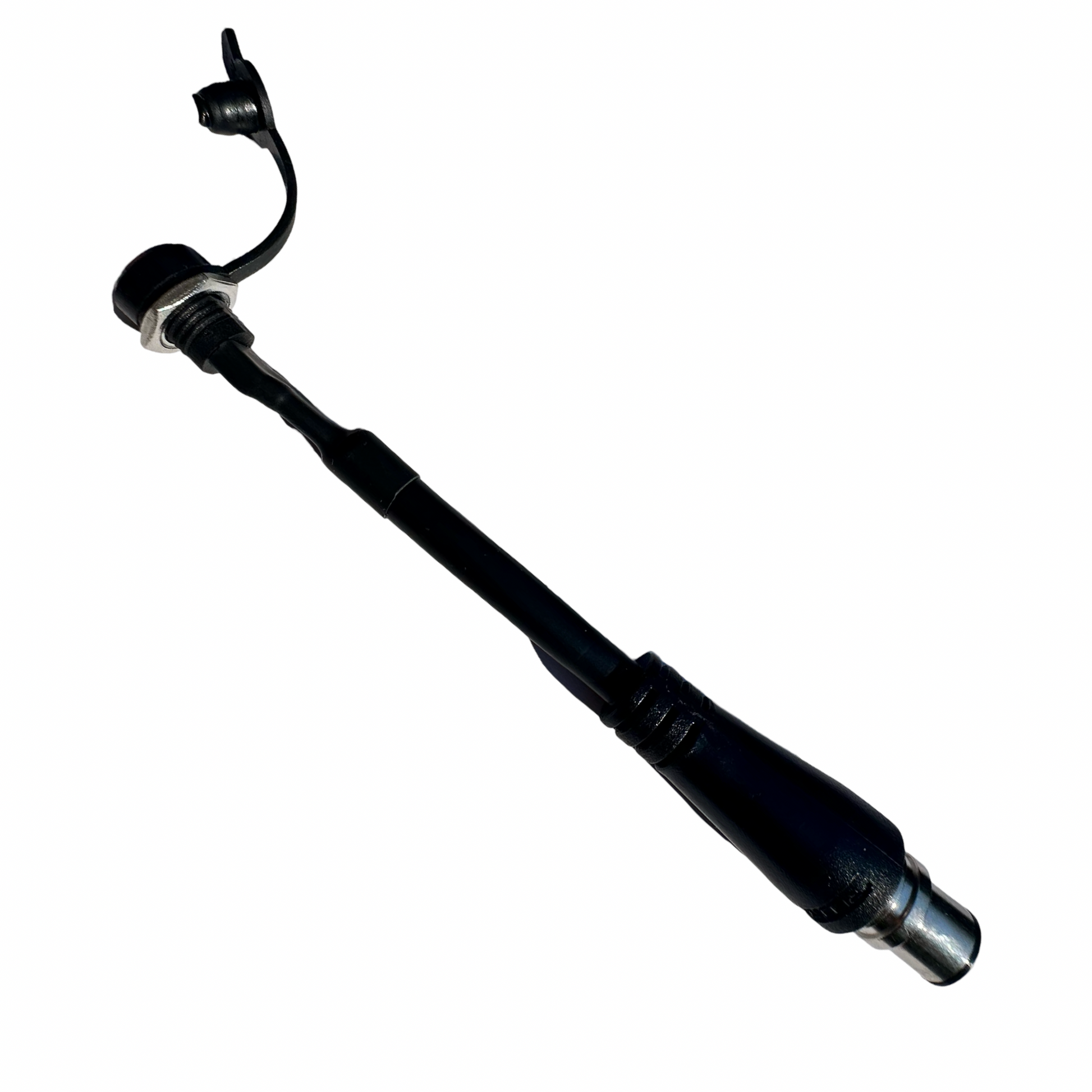The ElectricAllWheel 60V 3A E-Bike Battery Charger (DC, 67.2V output) with Reention Mini 3-Pin to DC Adapter (110V input) features a black coaxial cable with threaded base and removable cap; perfect for 60V lithium battery systems.