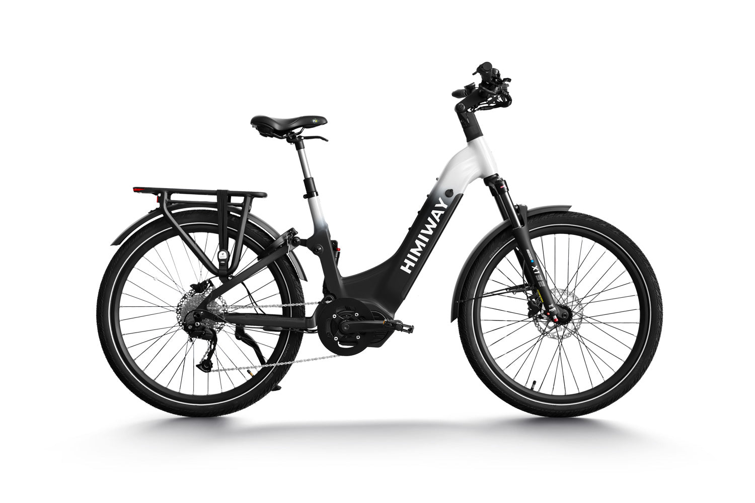 himiway electric bicycle Electric Commuter Bike | 136 kg Payload Capacity | Black & White Gradient | 27.5" x 2.4" tire