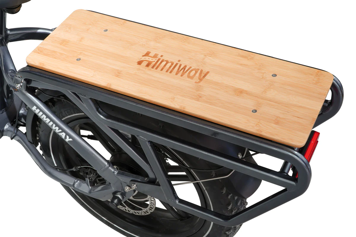 A Himiway bike with a Big Dog Extended Rack on the back of it.