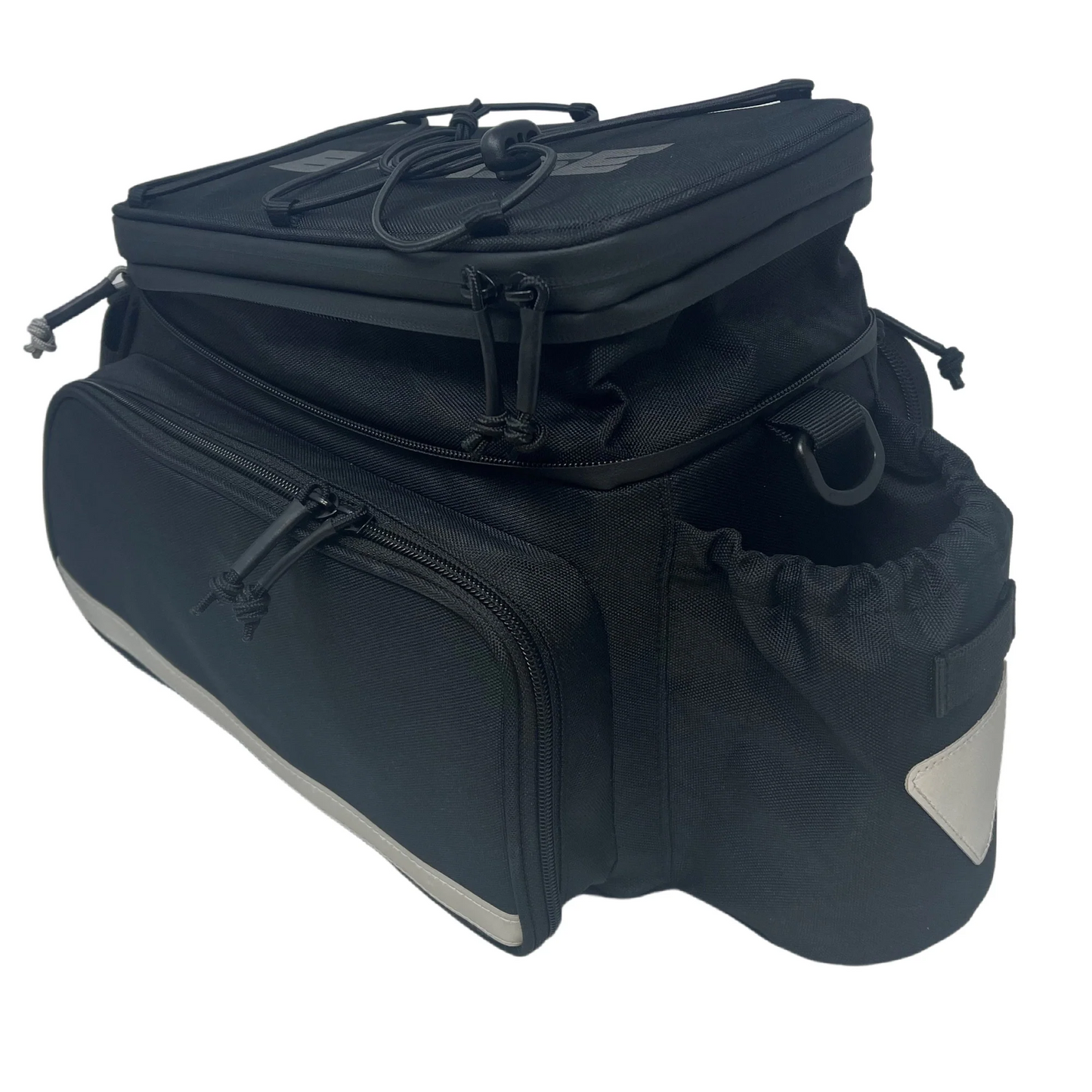 The Bikase Big Daddy MIK by Bikase is a black insulated cooler bag made from durable 600D polyester. It features multiple zippered compartments, stretchy side pockets, and offers adjustable storage options for versatile use.