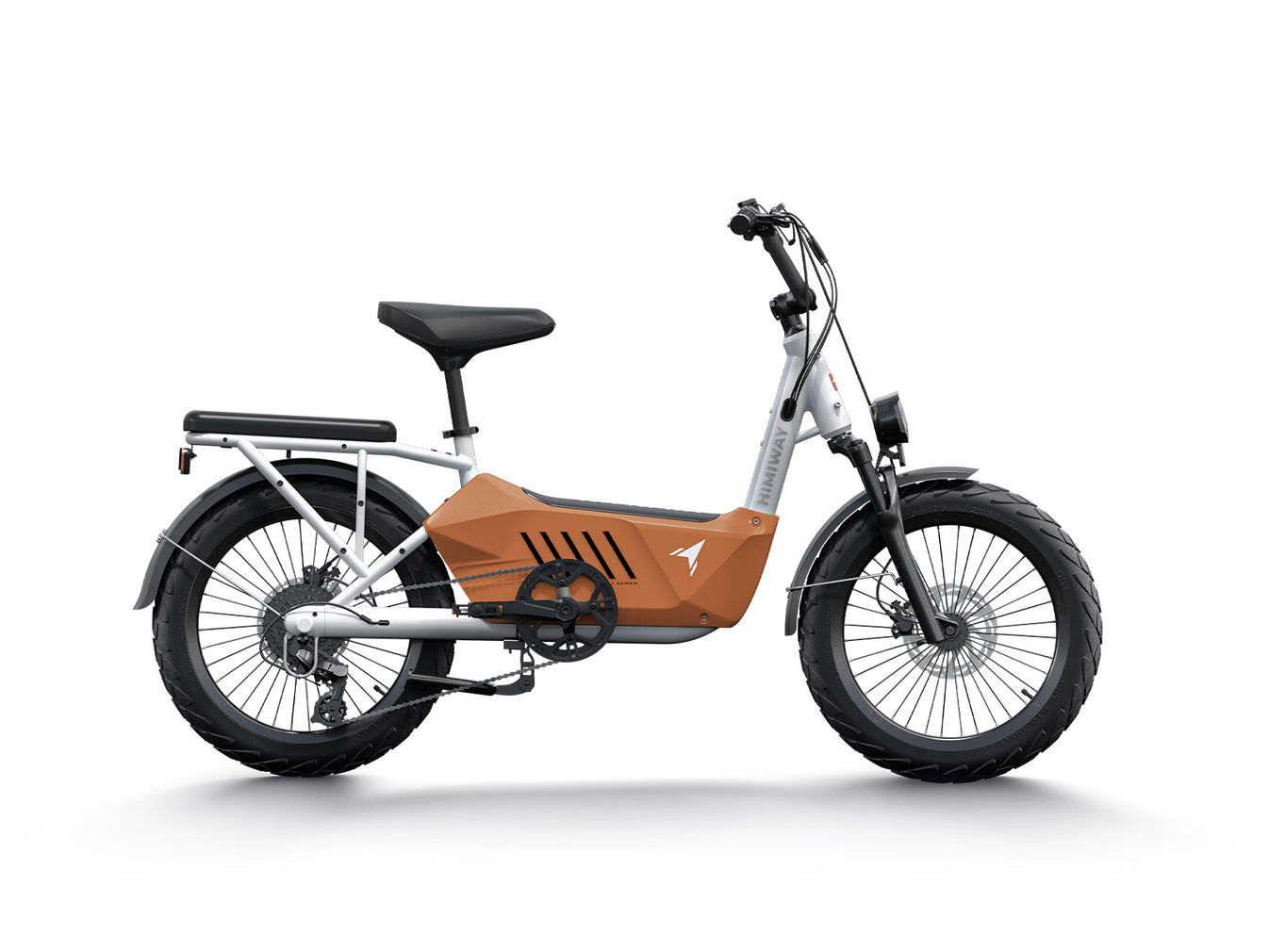 Himiway - C3 electric bike with a brown frame and white accents on a white background, featuring a 750W Himiway Hub Motor.