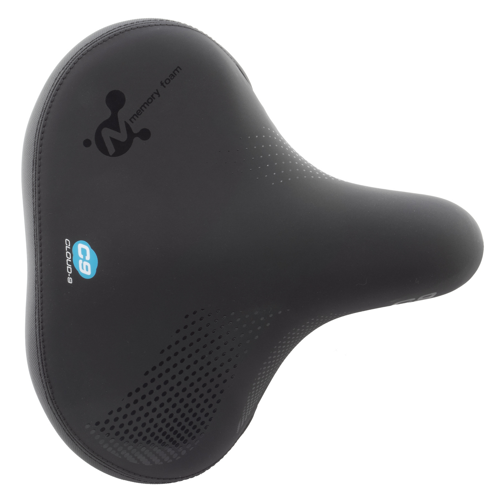 Pictured is a CLOUD-9 Cruiser Contour Sport saddle in black, made from multi-stage foam and featuring the logos "C9" and "Cloud 9.