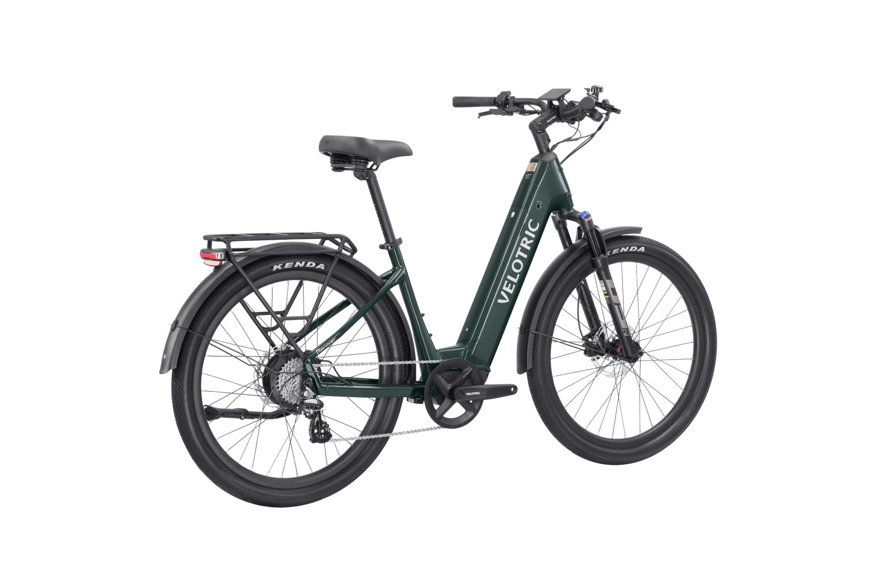 Velotric - Discover 2 with step-through frame, mounted battery, and disc brakes.