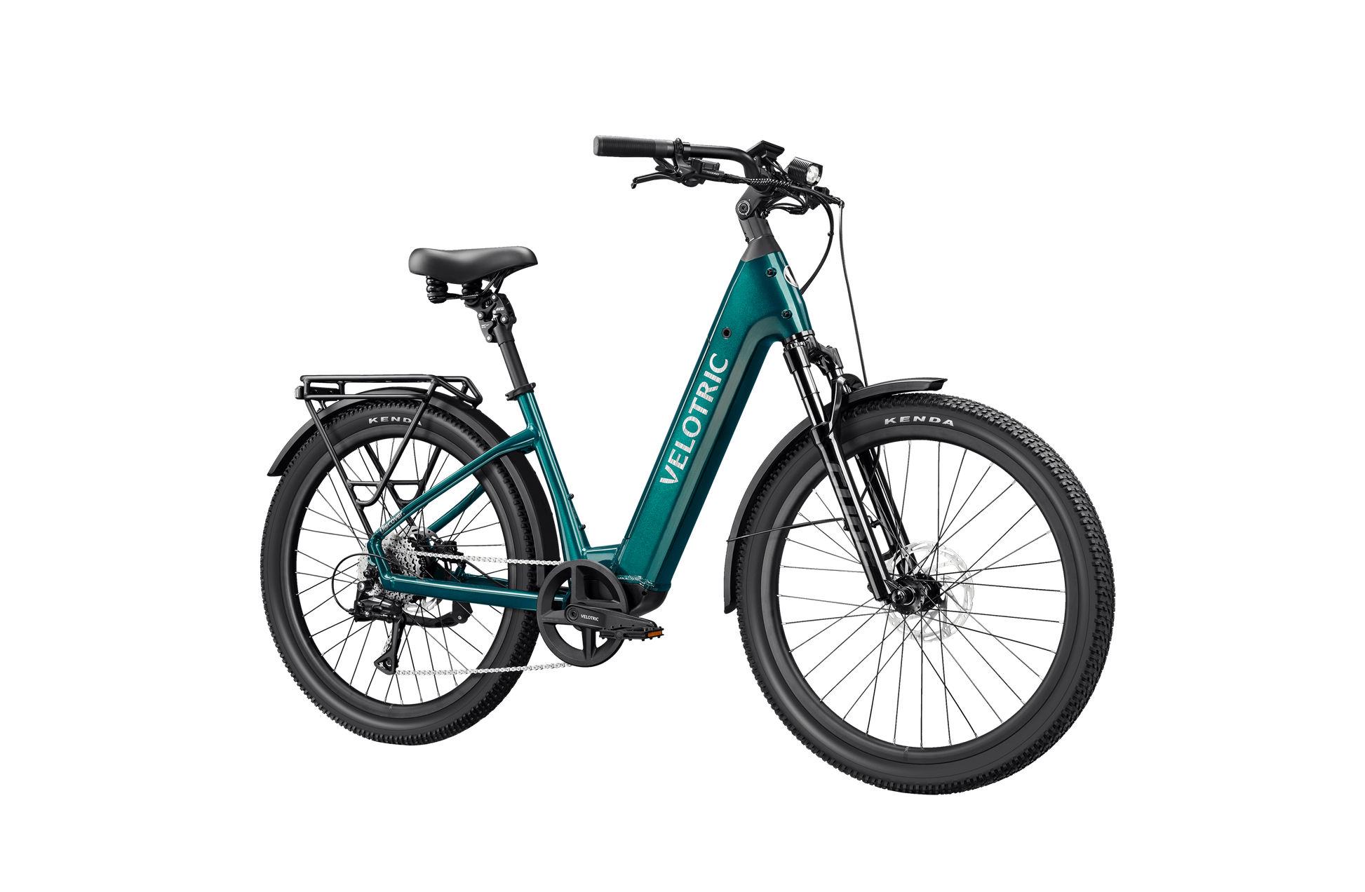 Explore Tampa Bay on the Velotric Discover 3 by Velotric, a blue and black e-bike designed for stylish city rides.
