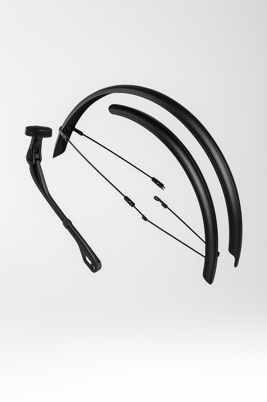 The Urtopia Fender & Kickstand set for Carbon Classic eBikes, shown in black against a white background, delivers full-coverage bike protection.