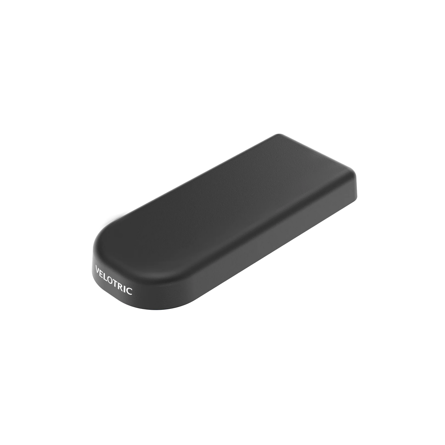 A black rectangular device with the product name "Seat Pad - Velotric Go / Fold" on one end, featuring a high-elastic sponge seat pad for added comfort.