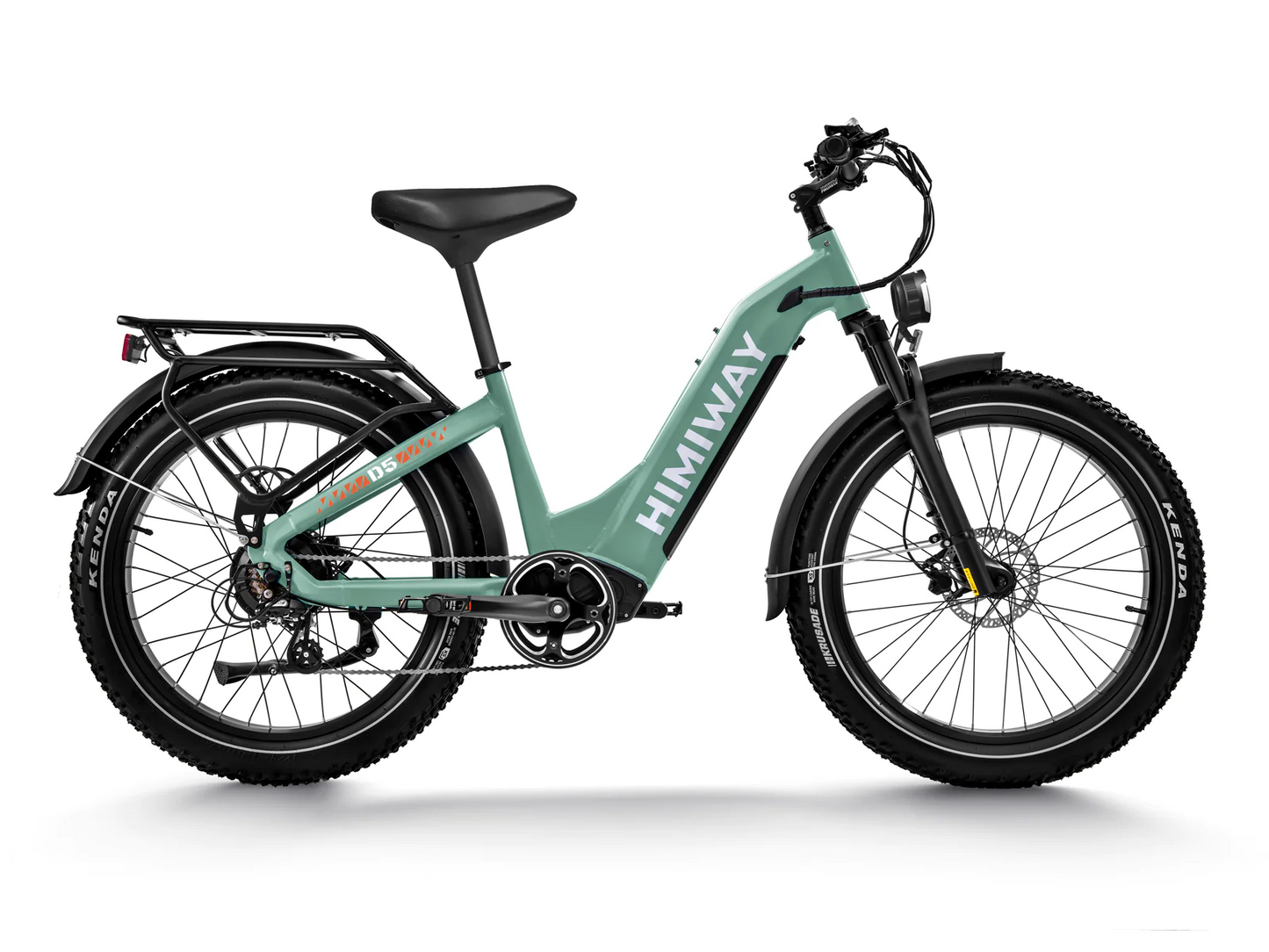 Himiway - D5 Step Through electric fat bike with a green frame on a white background.