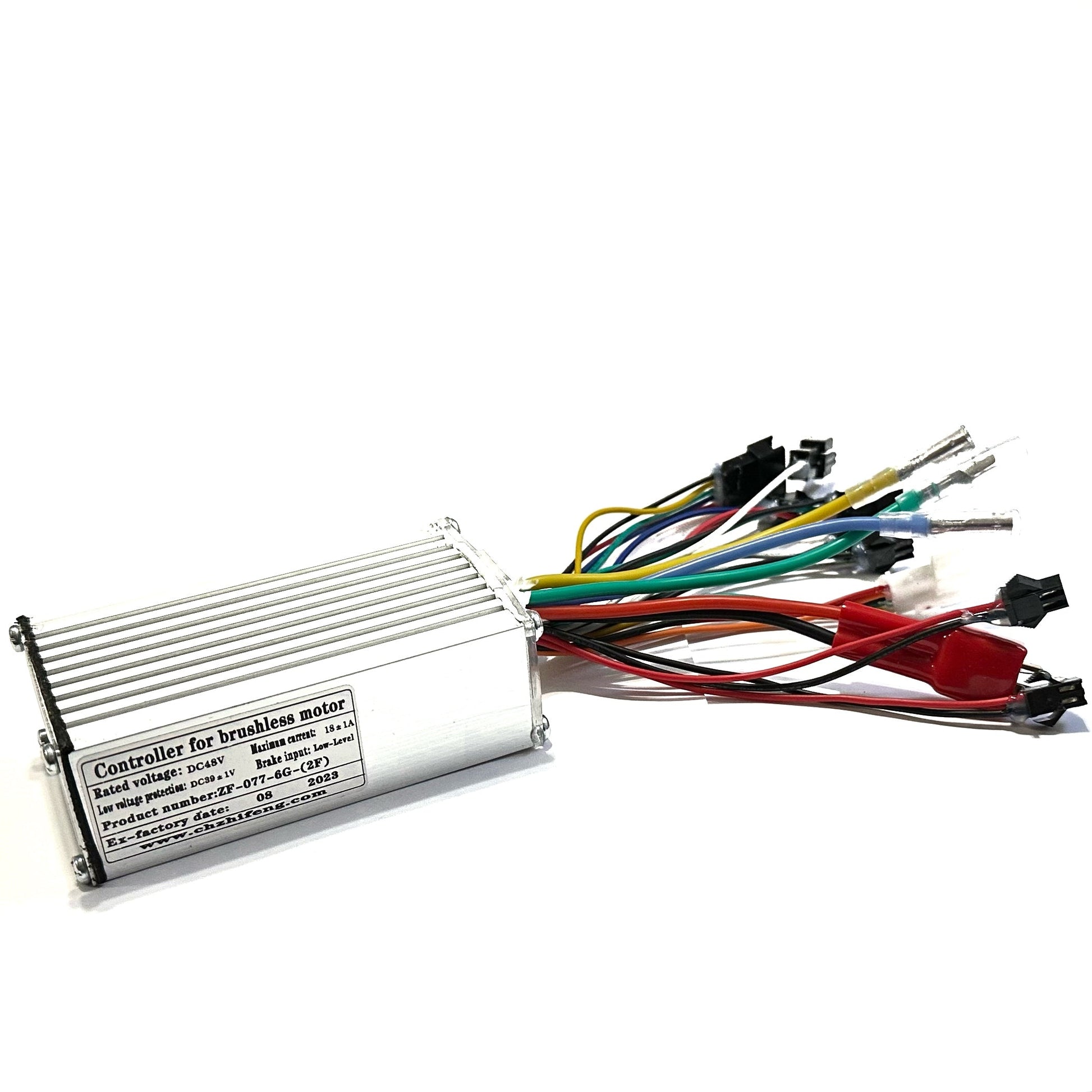 The ElectricAllWheel Replacement Controller and Display fits Lectric XP2.0 & XP1.0 e-bikes, featuring multi-colored wires, connectors, and labeled specs—perfect as a silver hub motor controller upgrade or replacement.