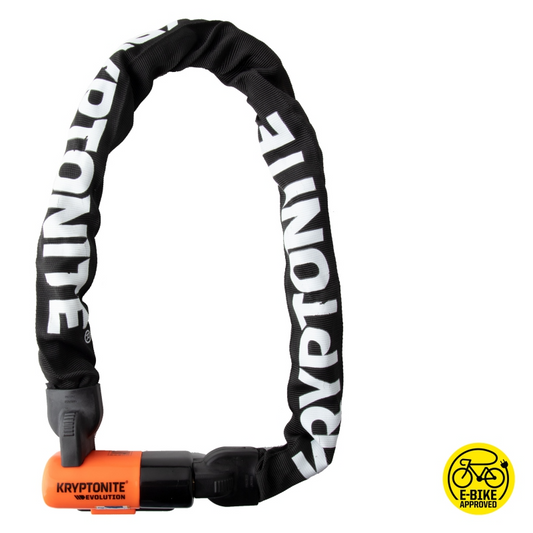 A Kryptonite bike lock with the word python on it, providing E-Bike Approved Gold Rated ANTI Theft Protection and High security disc-style cylinder.