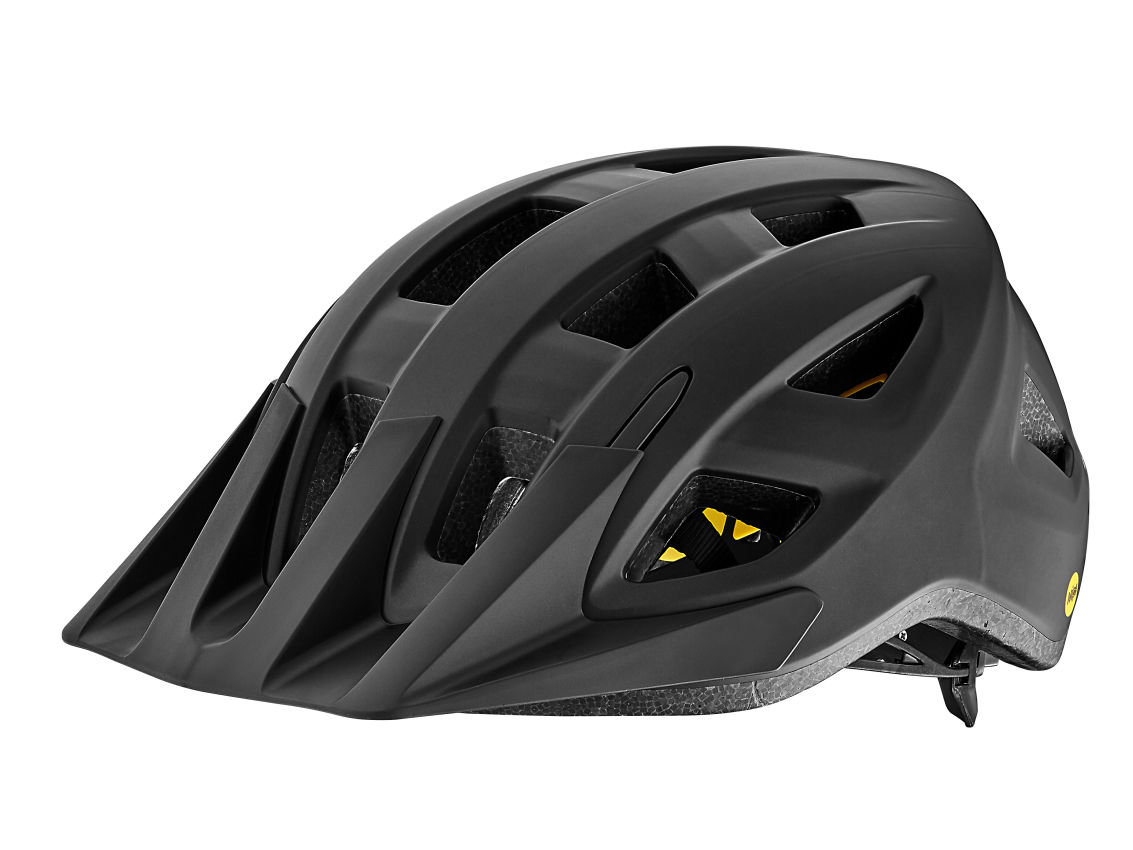 Giant Matte Black mountain Path helmet with ventilation holes and Mips protection.