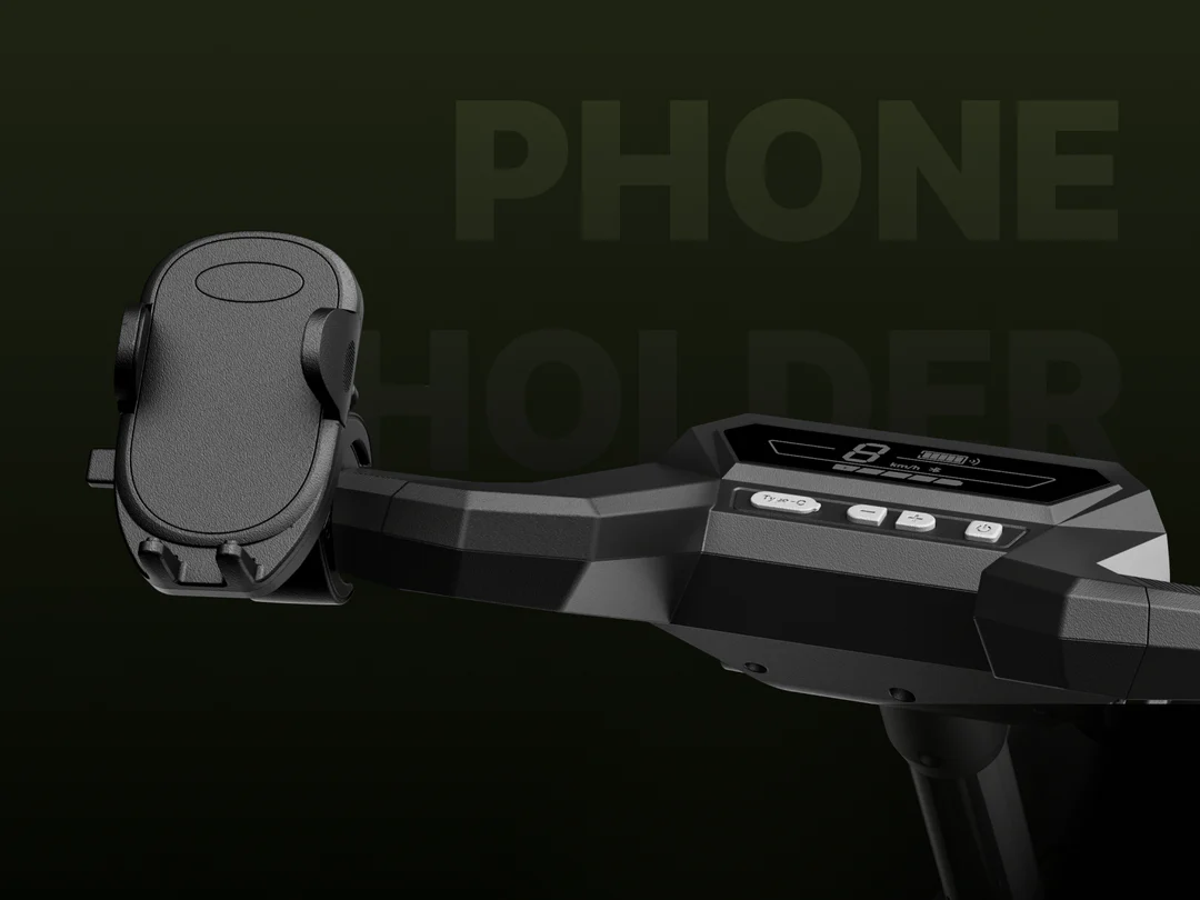 The Navee Birdie 3X treadmill console by Navee features a digital display, control buttons, and a left-side phone holder—perfect for tracking workouts before hitting Tampa Bay golf or trying your new auto-follow golf cart.