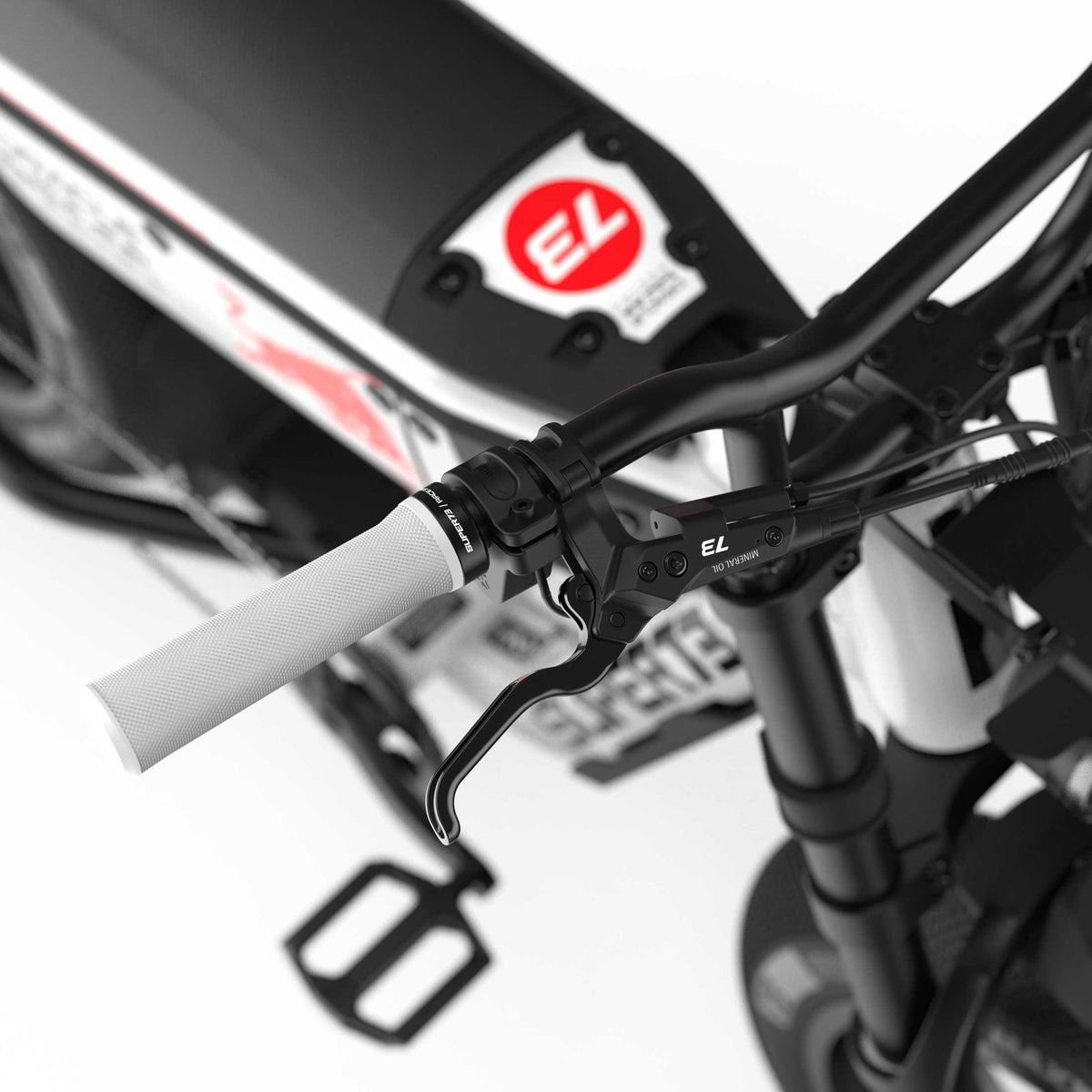 Detail view 6 of the SUPER73 x Oracle Red Bull Racing M1D SE ebike in Suzuka White.