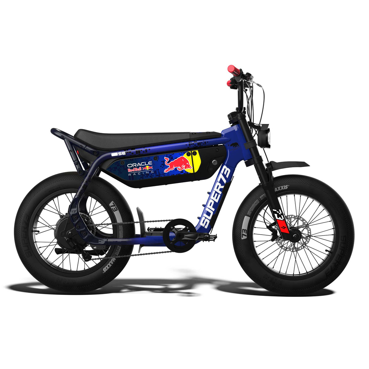 Side view of the Oracle Red Bull Racing M1D SE ebike in Nightfall Blue.