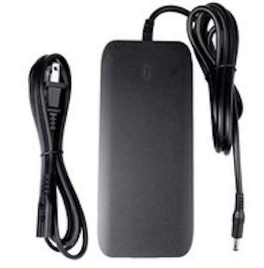 A Tampa Bay eBikes Aventon replacement laptop charger, suited for Pace 350 / Pace 350.2 / Pace 350.3 / Soltera SS / Soltera 7S / Soltera.2 models, in black with a connected cable, featuring a USA plug and a separate power cord.