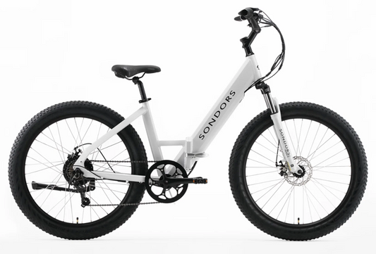 A white Sondors - Smart Step - White electric bike is shown against a white background.