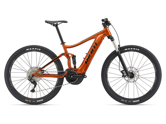 An electric mountain bike, the Giant - Stance E+ 2 29ER, featuring the SyncDrive Sport motor, on a white background.