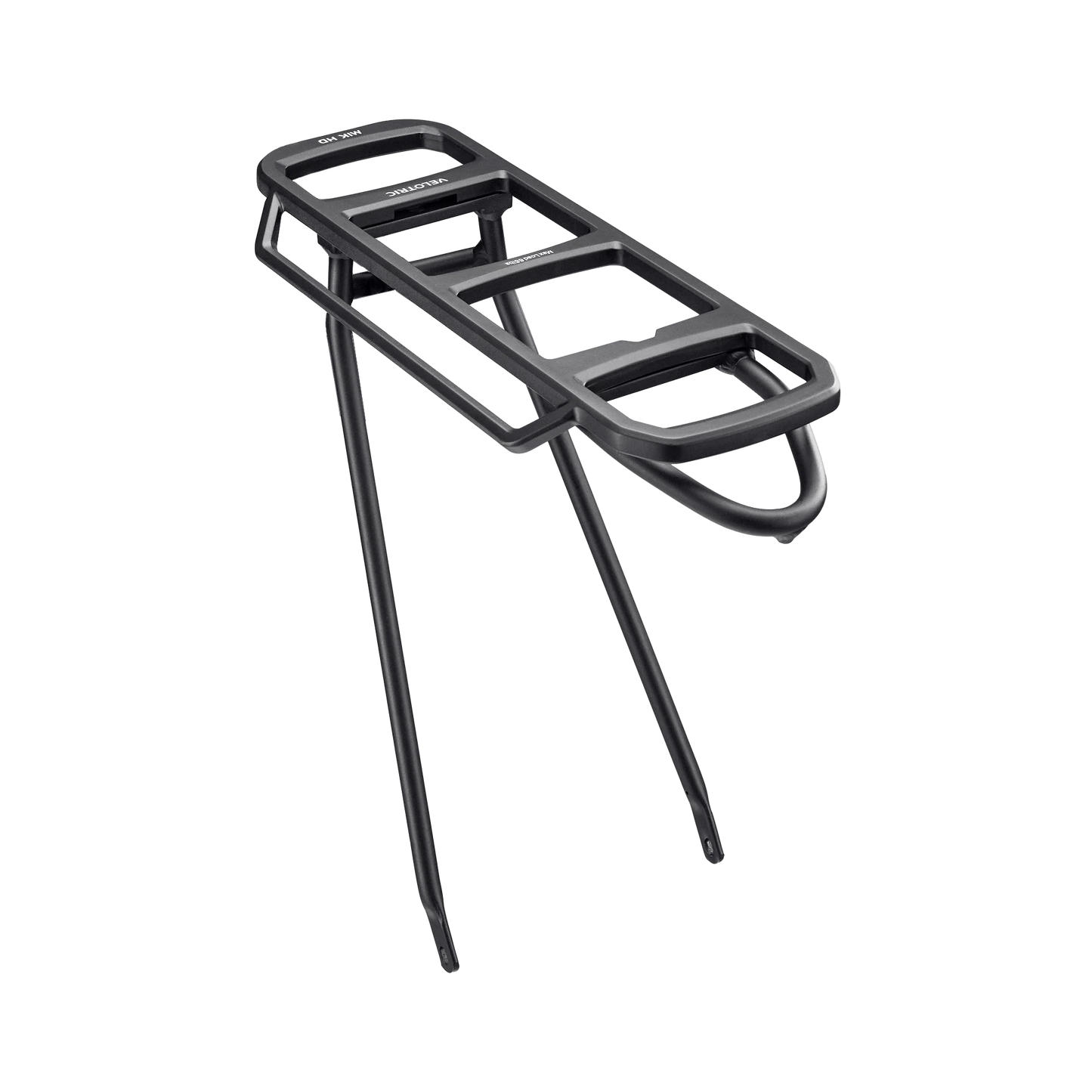 The Tampa Bay eBikes Velotric T1 ST Modular Rear Rack features a black metal design with two support legs and a flat top, offering a secure cargo solution for your bike. Compatible with the Velotric T1 ST, it’s perfect for carrying items on your ebike.