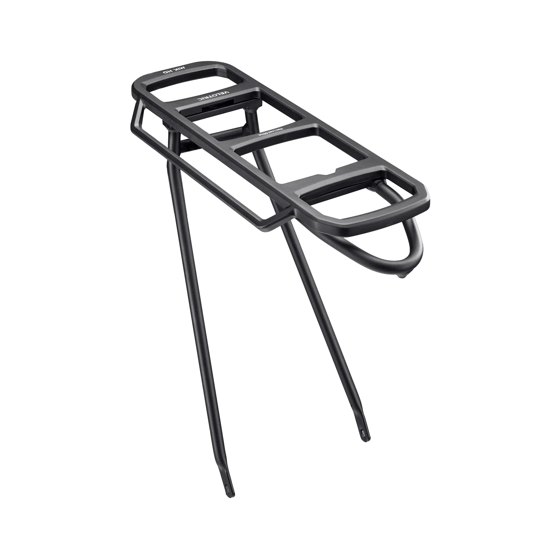 The Tampa Bay eBikes Velotric T1 ST Modular Rear Rack features a black metal design with two support legs and a flat top, offering a secure cargo solution for your bike. Compatible with the Velotric T1 ST, it’s perfect for carrying items on your ebike.