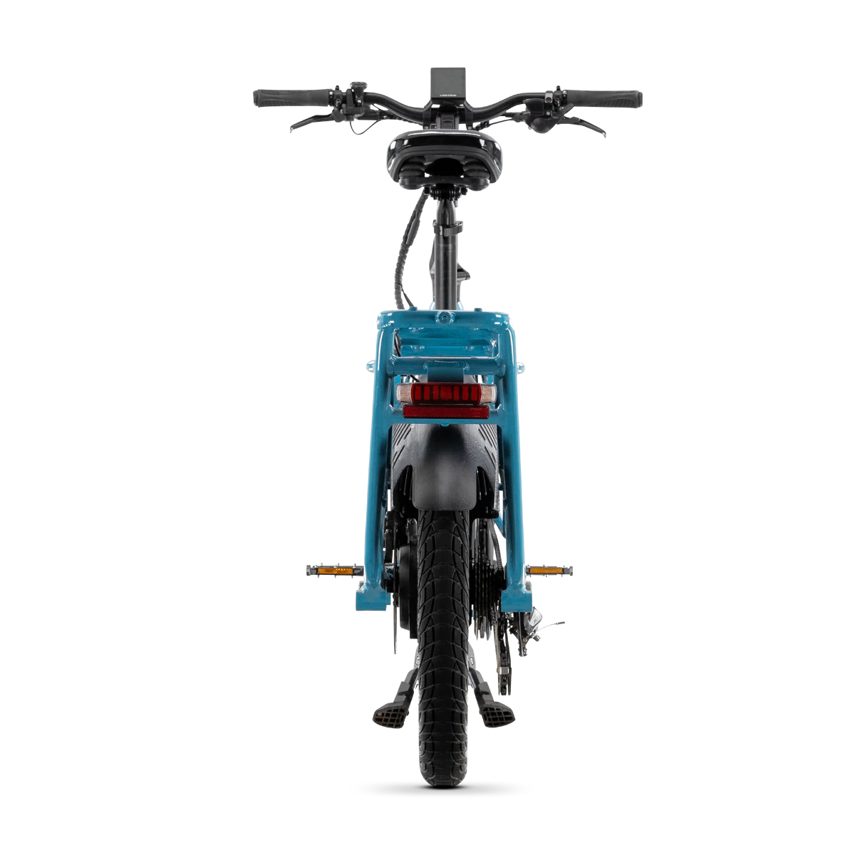 Lectric XPedition2 Raindrop Blue electric bike, rear view