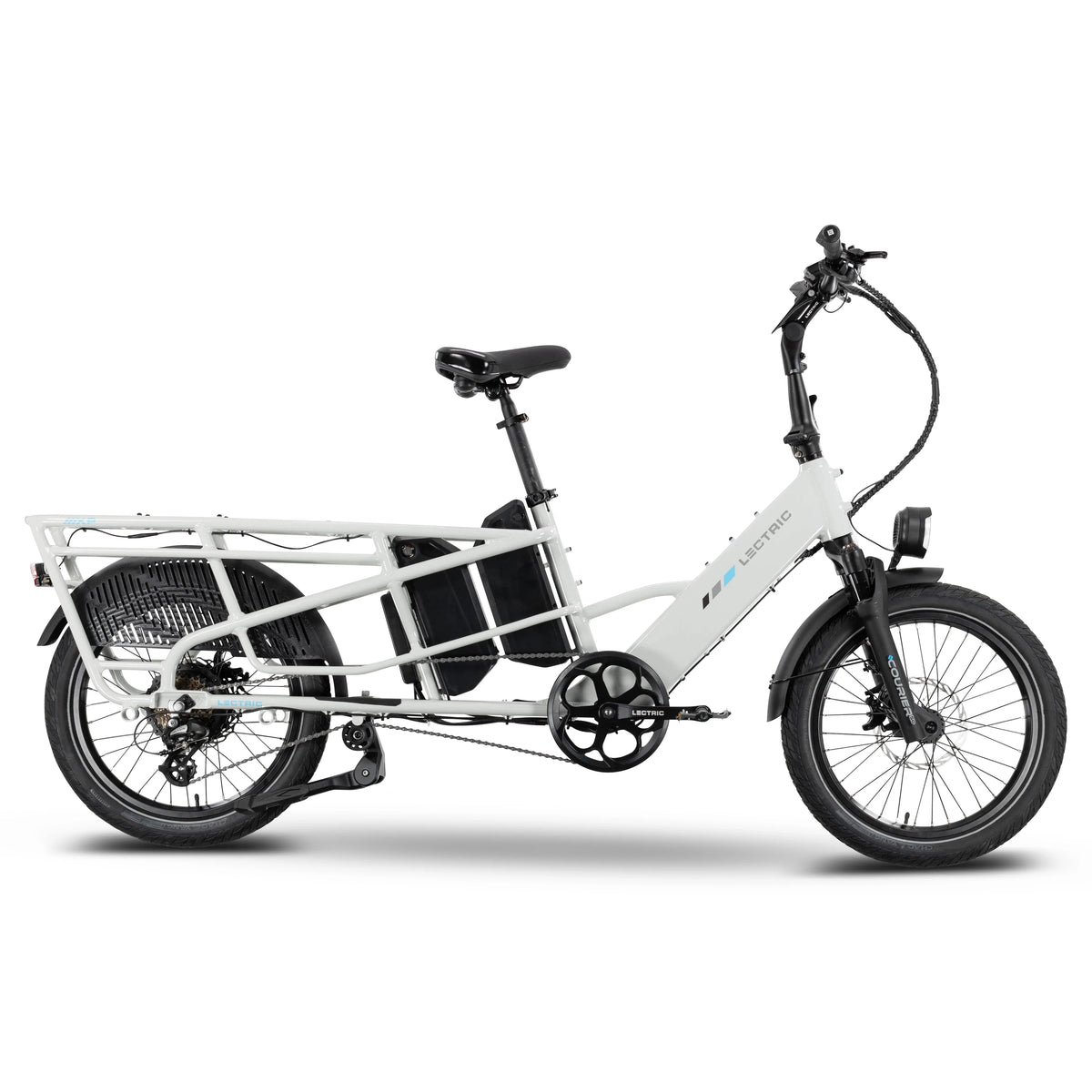 Lectric XPedition2 Stratus White dual-battery configuration electric bike, side view