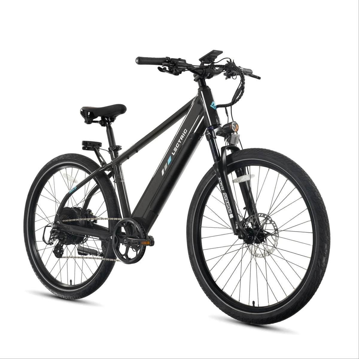Lectric XPress2 Tempest Grey Commuter electric bike, three-quarter view