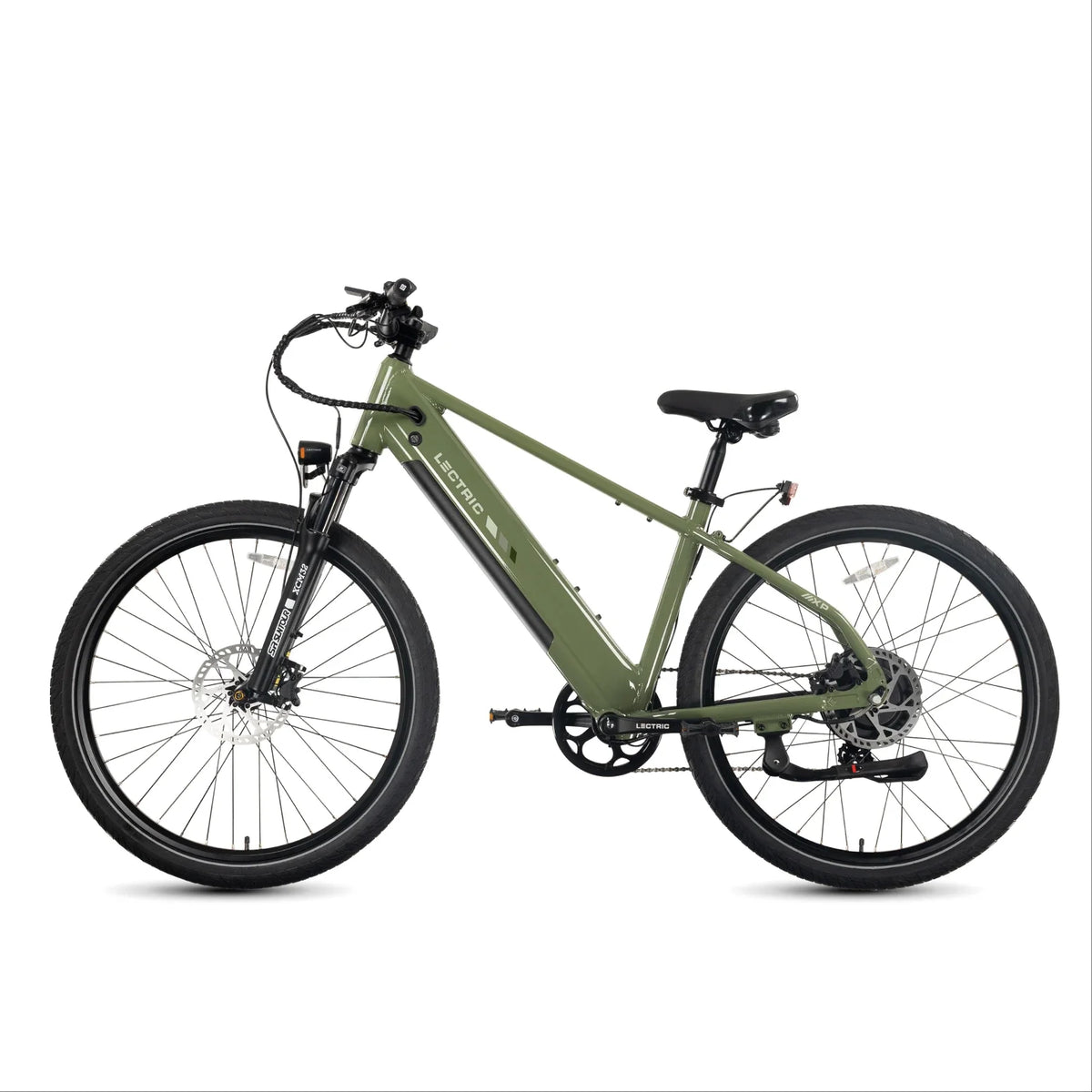Lectric XPress2 Pine Green Commuter electric bike, side profile facing left