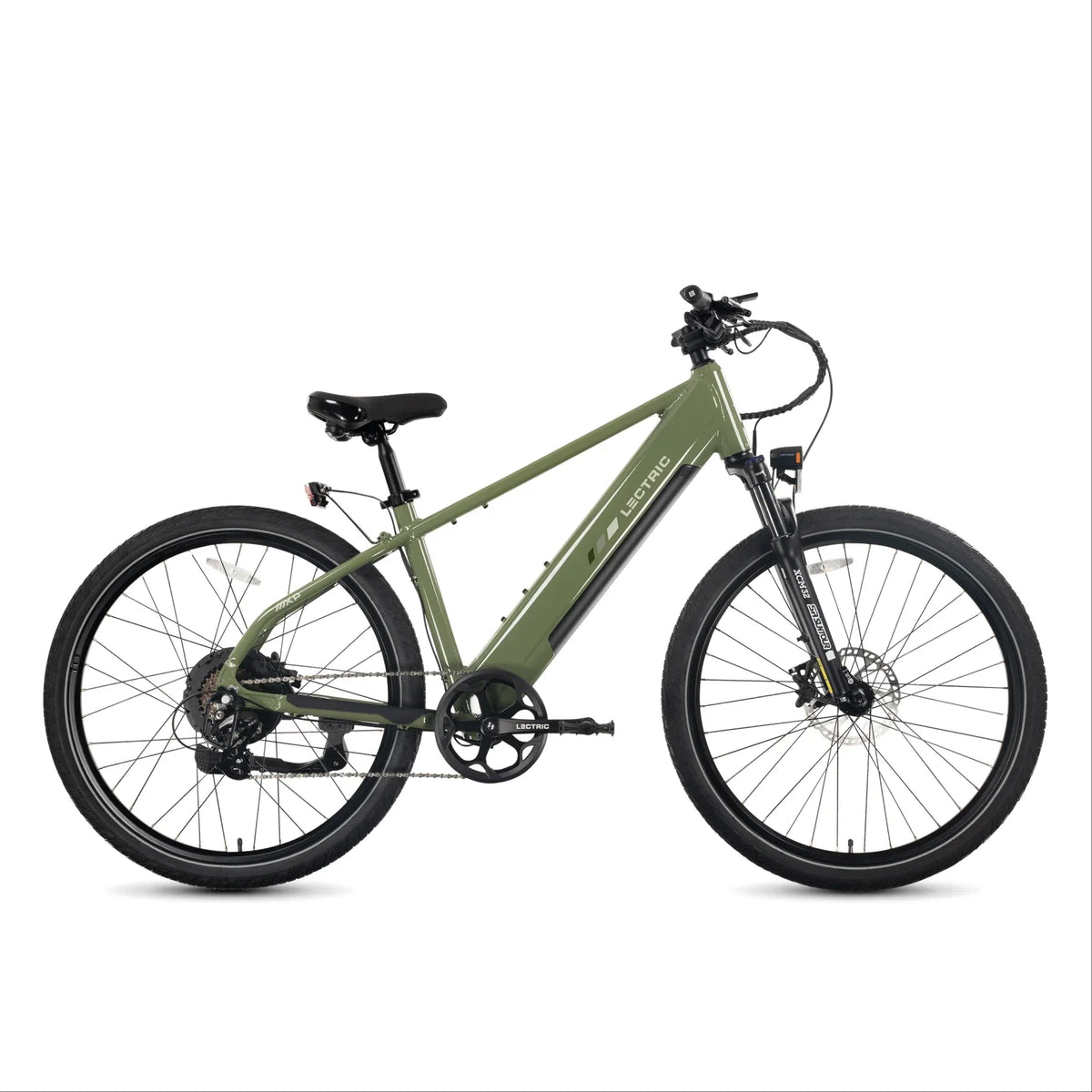 Lectric XPress2 Pine Green Commuter electric bike, side profile facing right