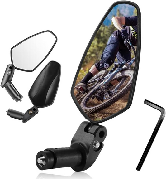 A Tampa Bay eBikes Mirror Bar End- Standard with a picture of a bike rider.
