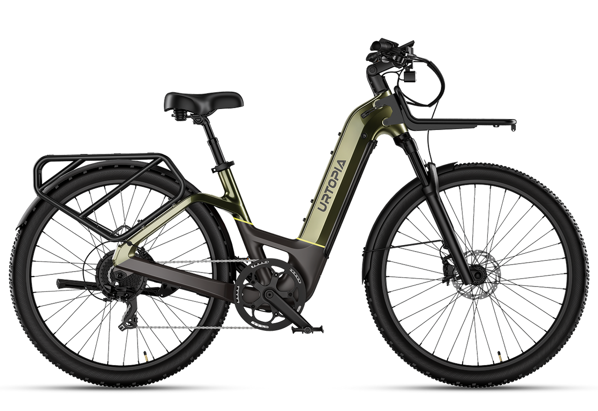 Urtopia Carbon Atom electric bike in Olive, side profile