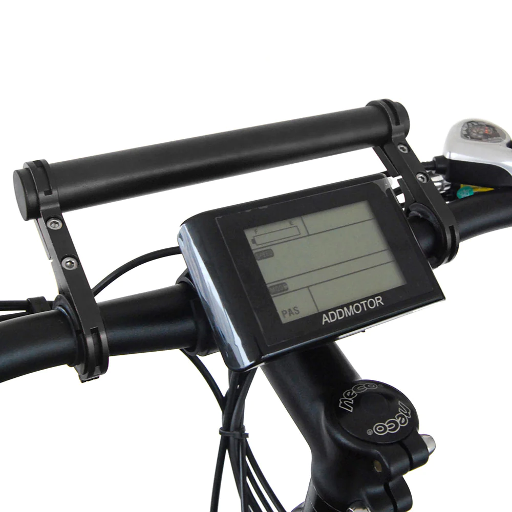 A bicycle with a Addmotor lcd display on the handlebar.