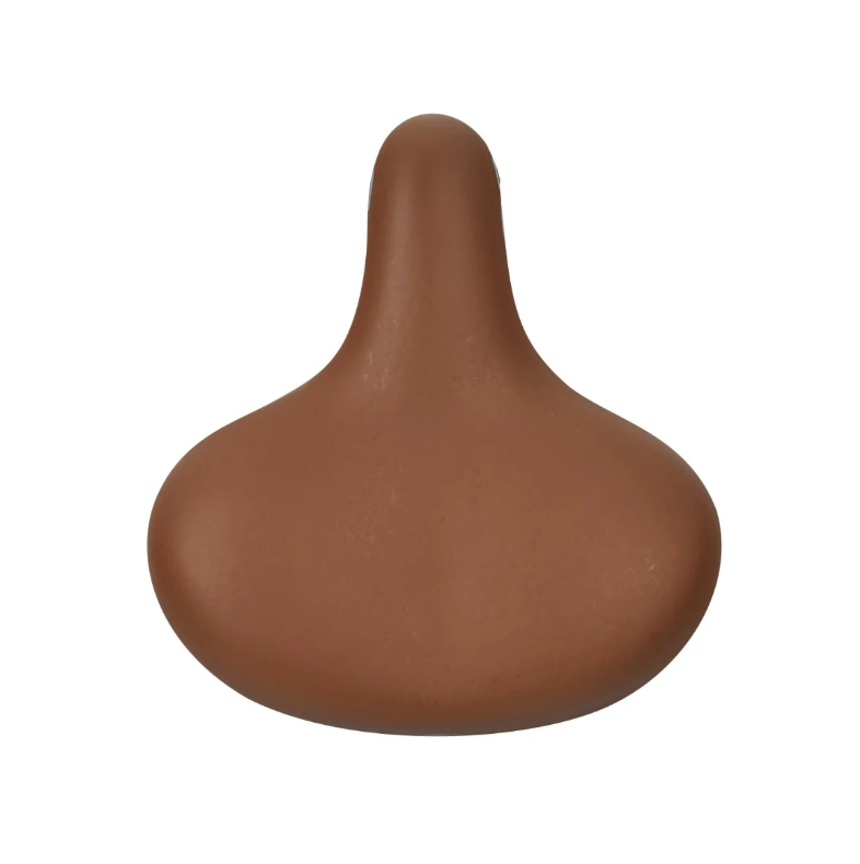 A brown clay sculpture, reminiscent of a Hershey's Kiss, features a round base and pointed top, similar to the ergonomic design of the Cloud-9 Cruiser Support XL Brown saddle—offering comfort like a perfectly shaped bike seat.