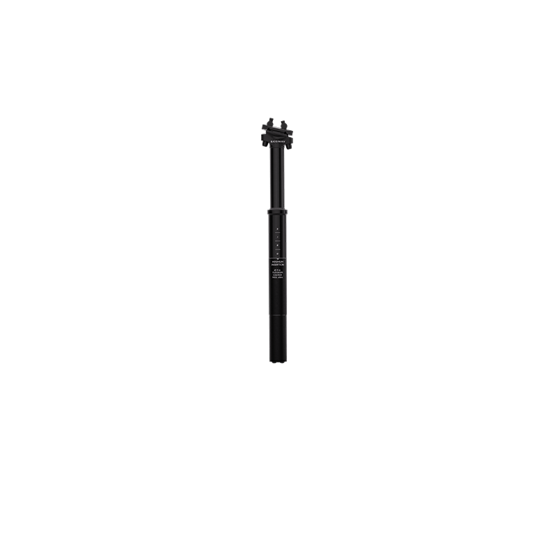 The Segway eBike Xiro Dropper Post, a black seatpost with adjustment markings, is shown vertically on a white background—ideal for enhancing your Segway electric bike.