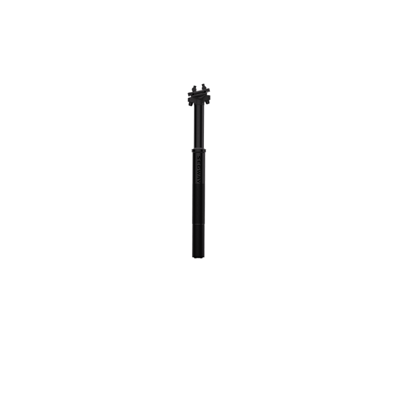 A Segway eBike Xiro Dropper Post by Segway, in black, stands vertically against a plain white background.