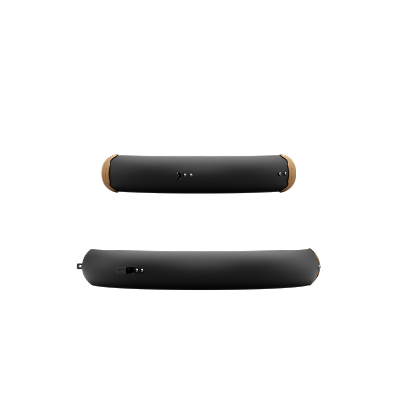 Two black, cylindrical Segway MUXI Fender Set fenders with brown end caps are shown from the side and back against a plain white background. Designed for the Segway MUXI Electric Bike by Segway.