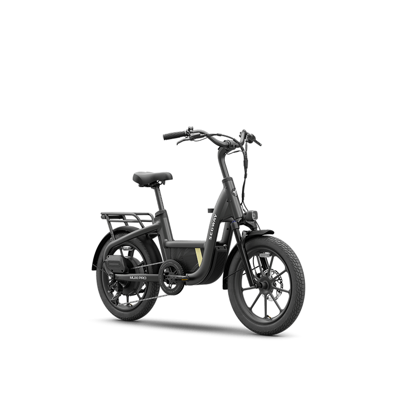 Segway MUXI Pro cargo electric bike in Anthracite, three-quarter view facing right