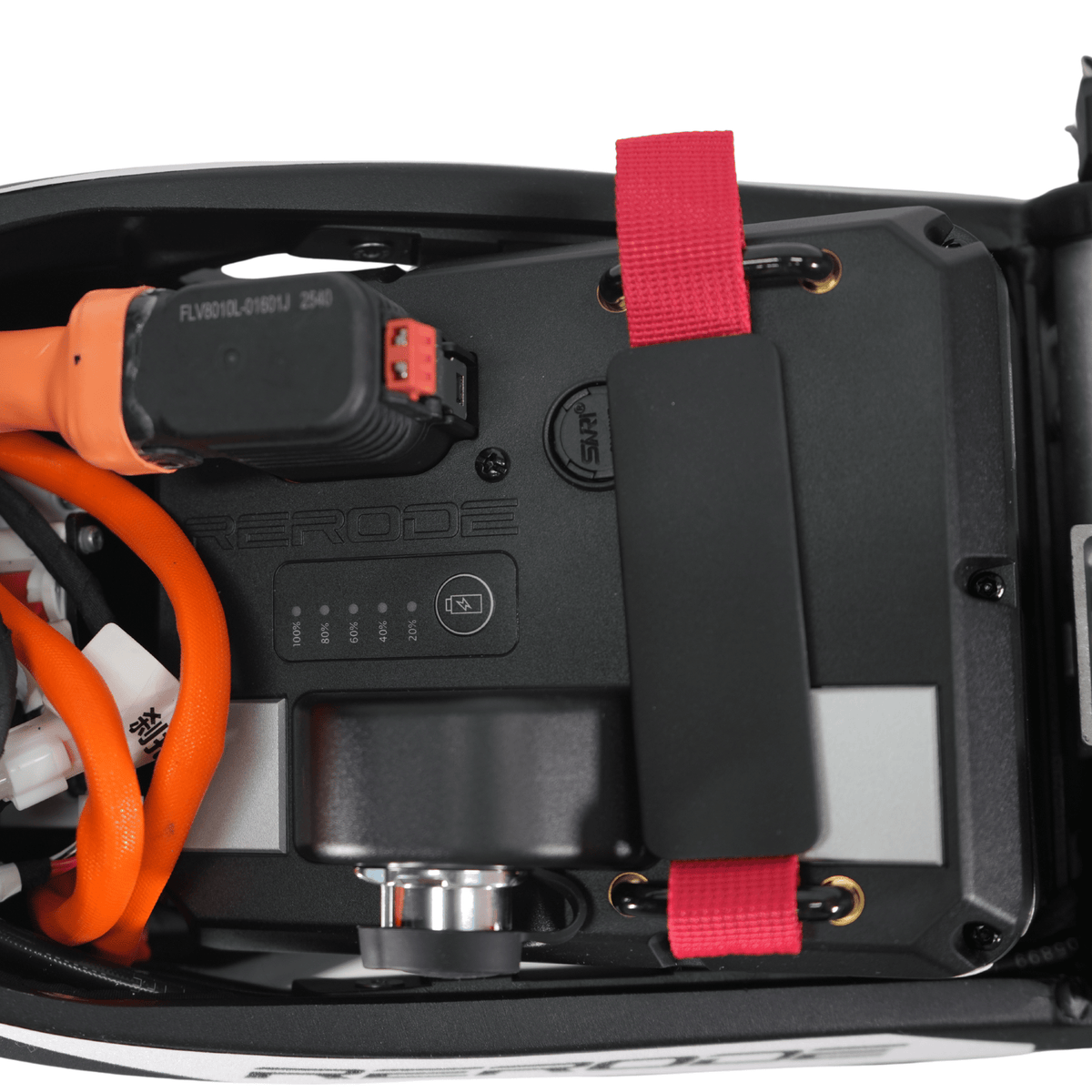 RERODE R1 Electric Dirt Bike battery connections beneath the seat