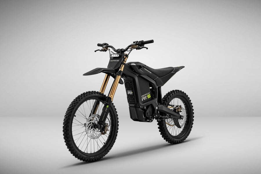RERODE R1+ S Electric Dirt Bike studio three-quarter view in Black
