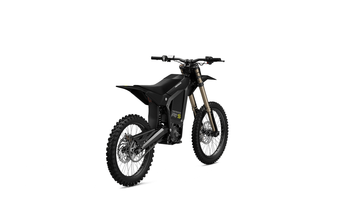 RERODE R1+ S Electric Dirt Bike rear three-quarter view in Black