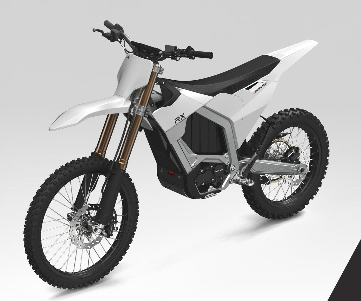 RERODE RX Electric Dirt Bike pre-production opposite three-quarter view
