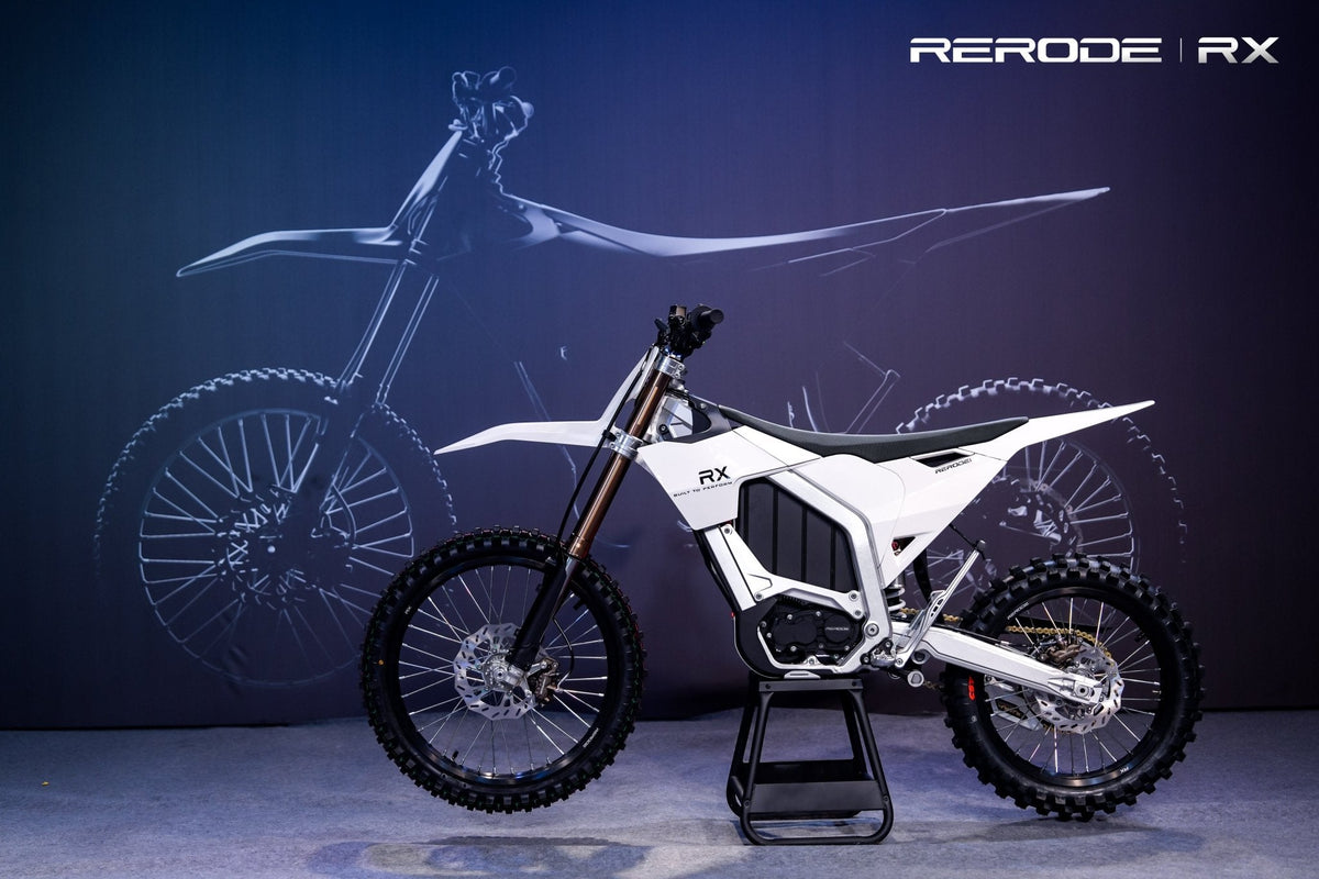 RERODE RX Electric Dirt Bike full bike at the launch display