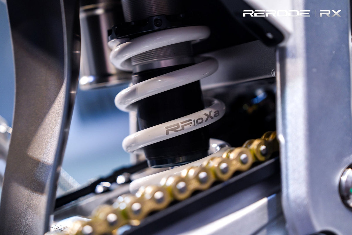 RERODE RX Electric Dirt Bike rear suspension shock detail