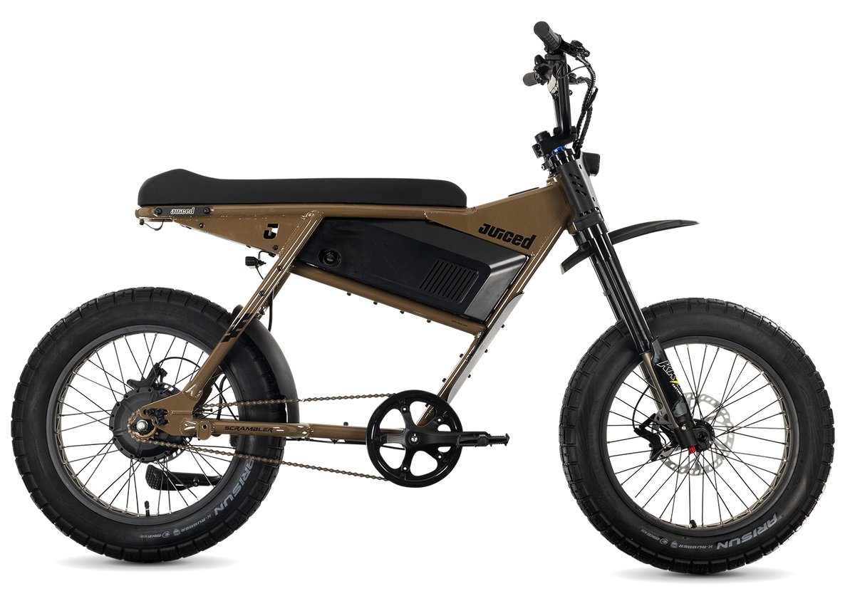 Juiced Scrambler Hardtail in Mocha — drive-side view